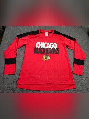 NHL Red Jersey with Black and White Logo Tag